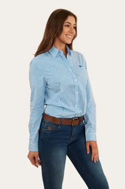 Birdsville Womens Semi Fitted Dress Shirt - Blue