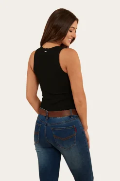 Blossom Womens Fitted Tank - Black