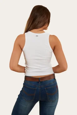 Blossom Womens Fitted Tank - White