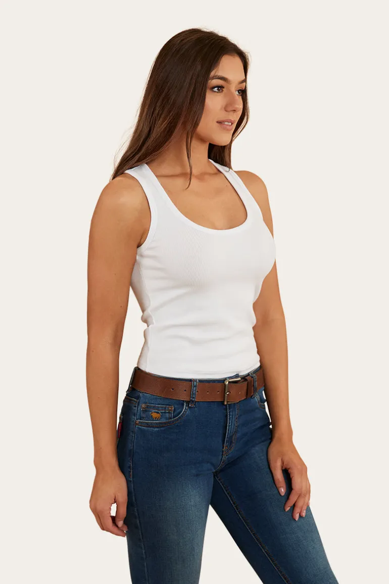Blossom Womens Fitted Tank - White