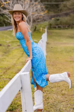Bobbie Womens Midi Dress - Blue
