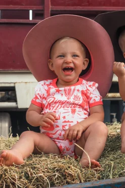 Boot Scootin Babies Short Sleeve Romper - Barely Pink