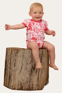 Boot Scootin Babies Short Sleeve Romper - Barely Pink
