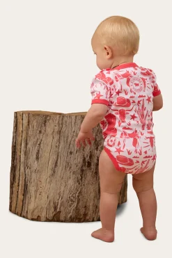 Boot Scootin Babies Short Sleeve Romper - Barely Pink