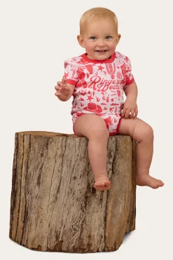 Boot Scootin Babies Short Sleeve Romper - Barely Pink
