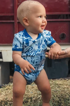Boot Scootin Babies Short Sleeve Romper - Dusk