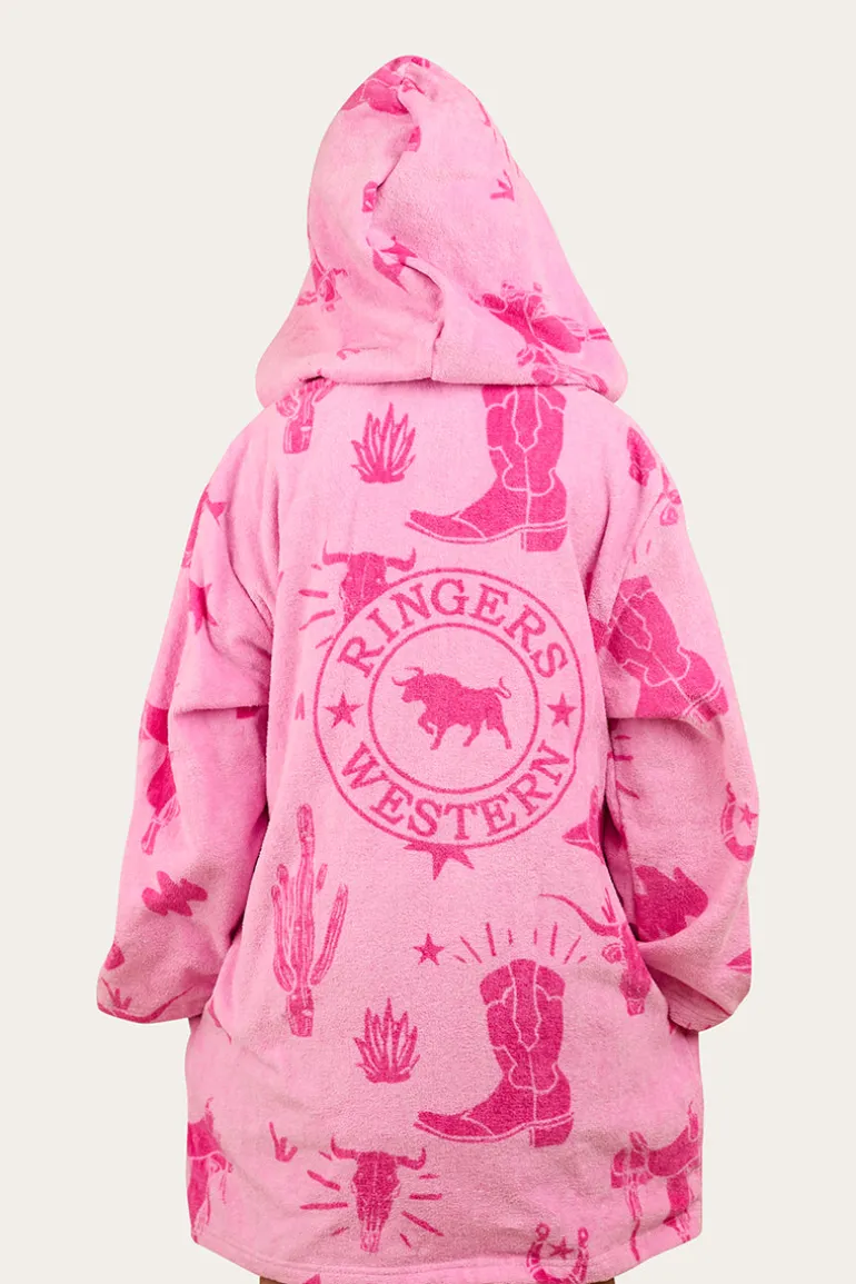 Boot Scootin Kids Zip Through Towel - Pastel Pink