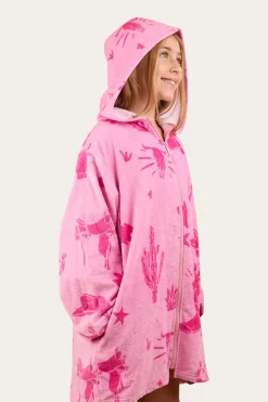 Boot Scootin Kids Zip Through Towel - Pastel Pink