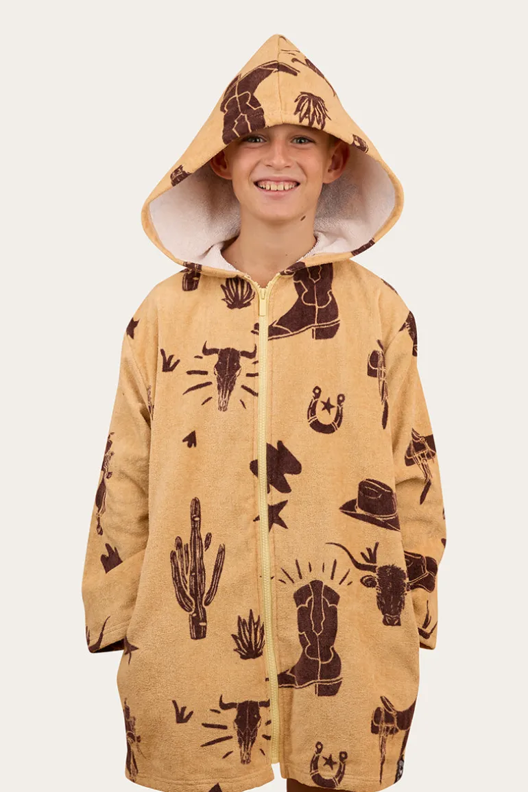 Boot Scootin Kids Zip Through Towel - Dark Sand