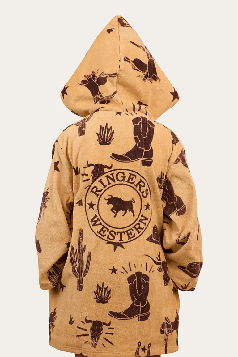 Boot Scootin Kids Zip Through Towel - Dark Sand