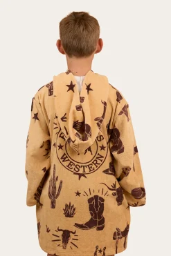 Boot Scootin Kids Zip Through Towel - Dark Sand