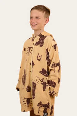 Boot Scootin Kids Zip Through Towel - Dark Sand