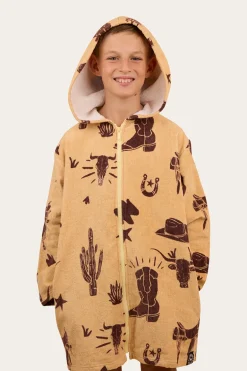 Boot Scootin Kids Zip Through Towel - Dark Sand