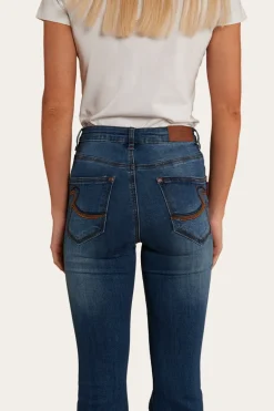 Bowie Womens Flare Jeans - Vintage Blue Wash