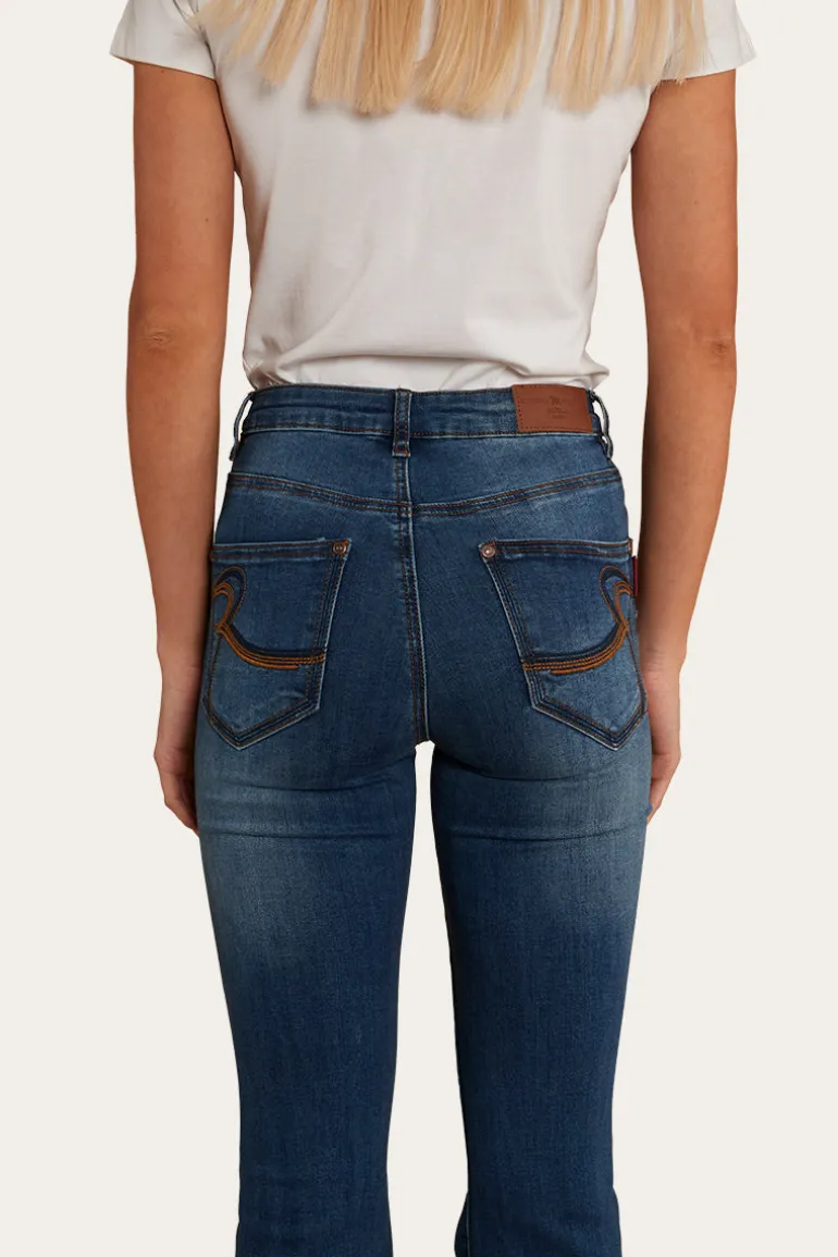 Bowie Womens Flare Jeans - Vintage Blue Wash