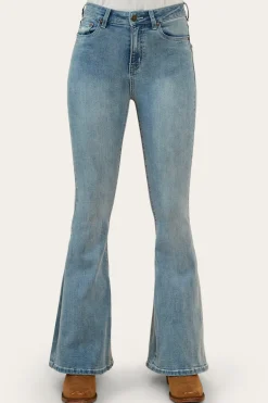 Bowie Womens Flare Jeans - Light Blue