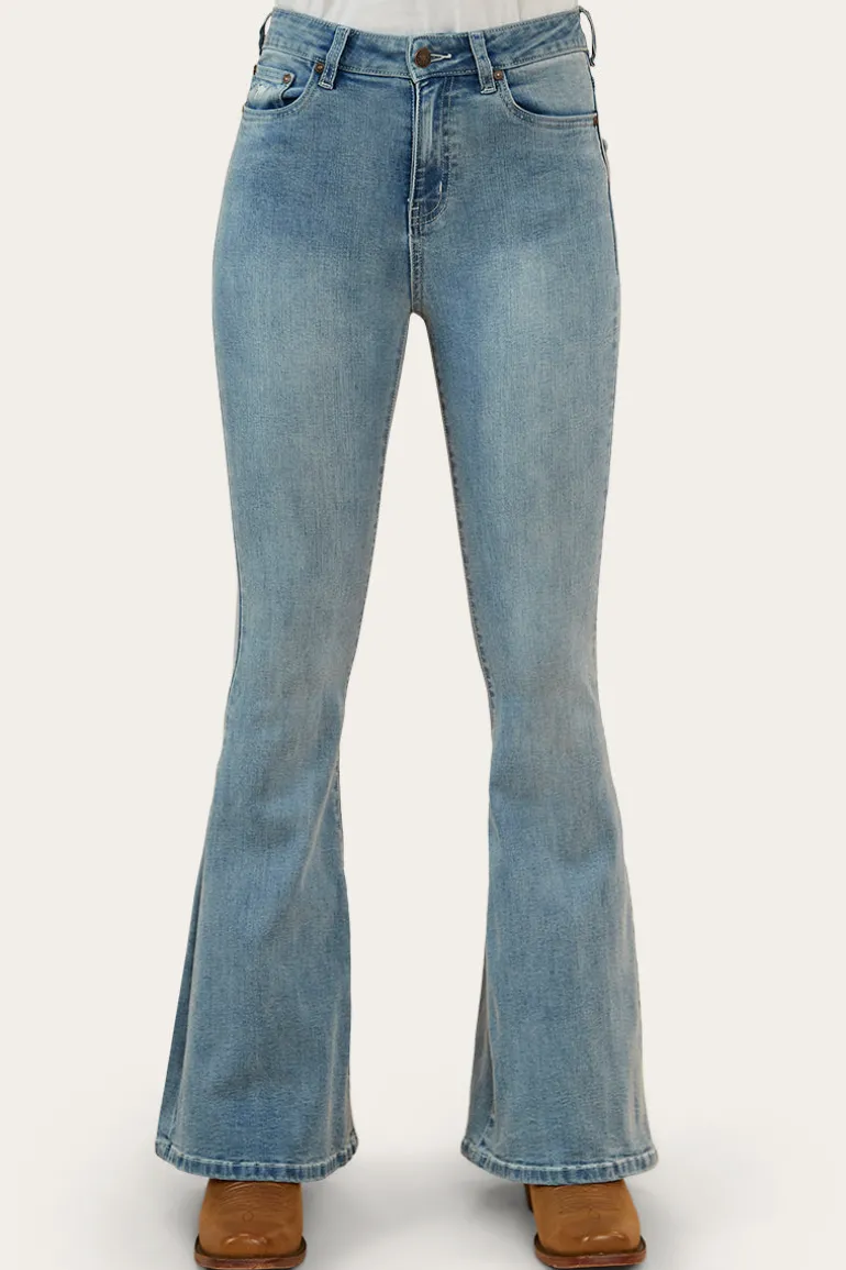 Bowie Womens Flare Jeans - Light Blue