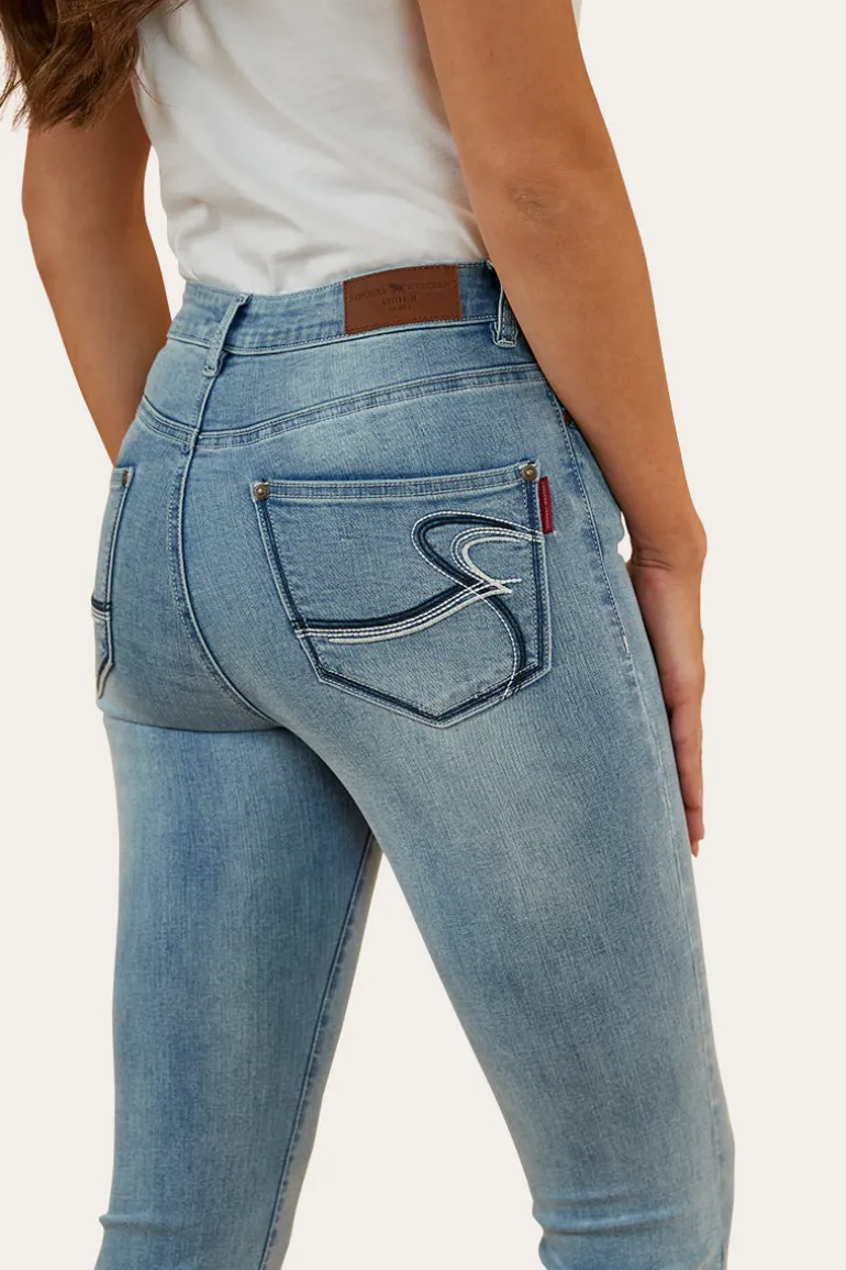 Bowie Womens Flare Jeans - Light Blue
