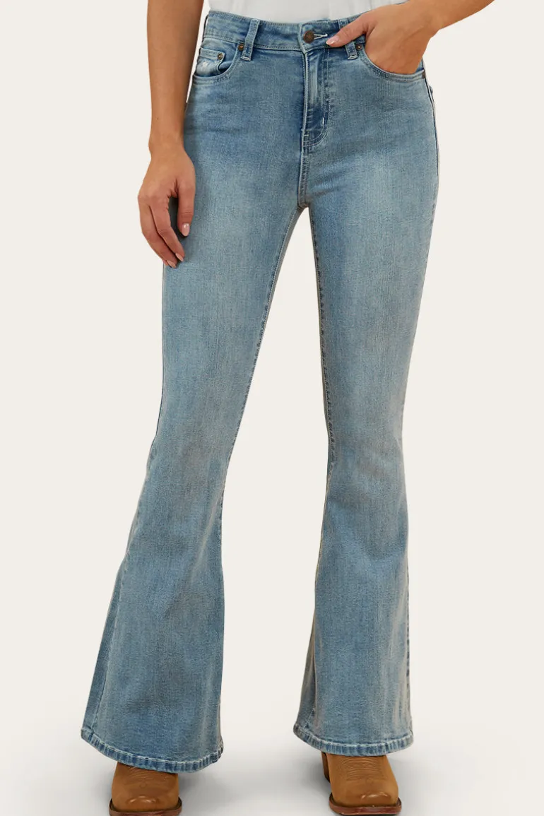 Bowie Womens Flare Jeans - Light Blue