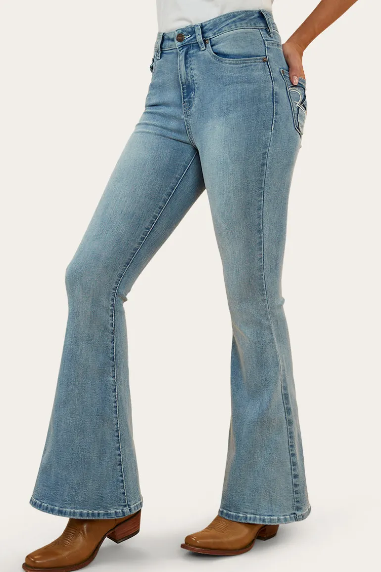 Bowie Womens Flare Jeans - Light Blue