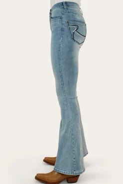 Bowie Womens Flare Jeans - Light Blue