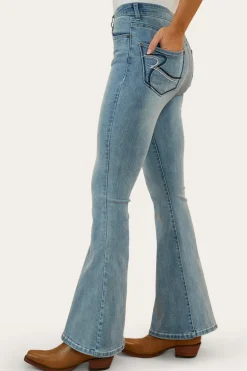 Bowie Womens Flare Jeans - Light Blue