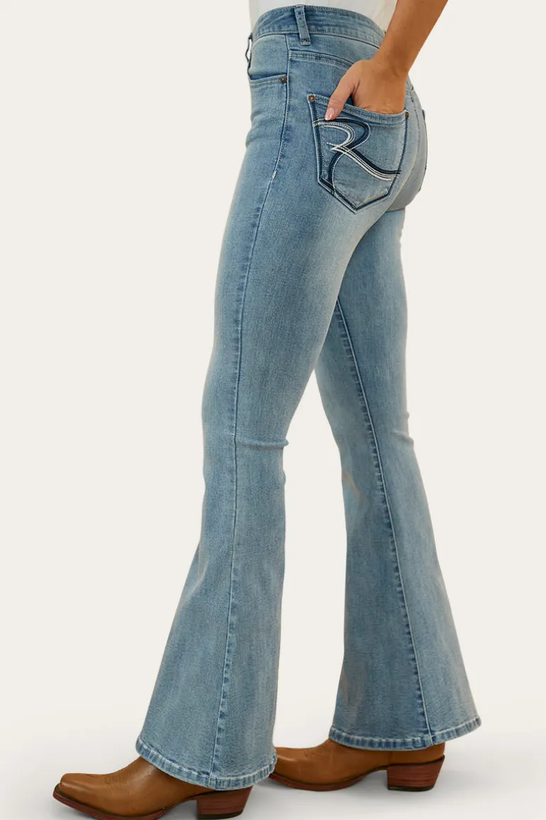 Bowie Womens Flare Jeans - Light Blue