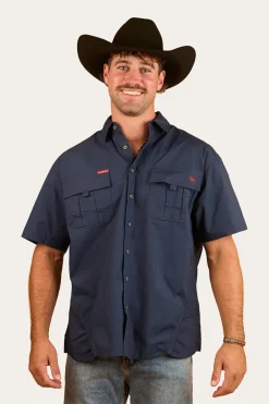 Bulgarra Mens Ripstop Full Button Work Shirt - Dark Navy