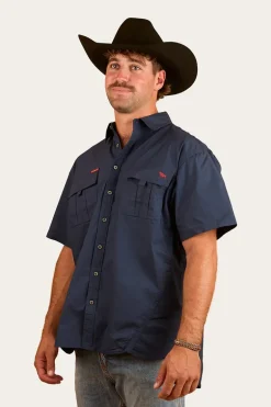 Bulgarra Mens Ripstop Full Button Work Shirt - Dark Navy