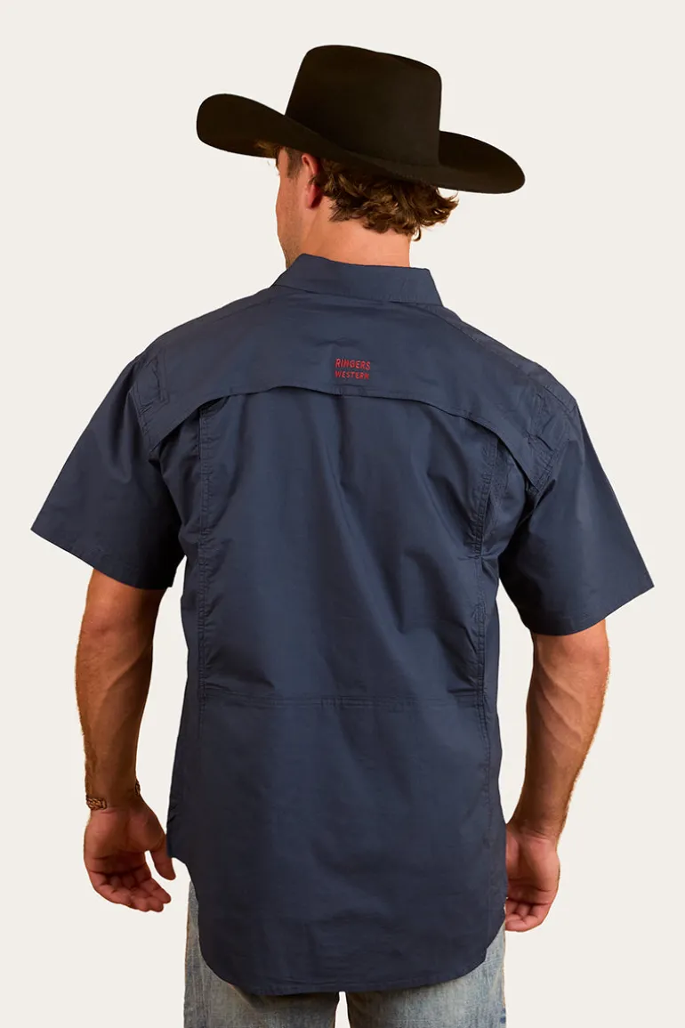 Bulgarra Mens Ripstop Full Button Work Shirt - Dark Navy