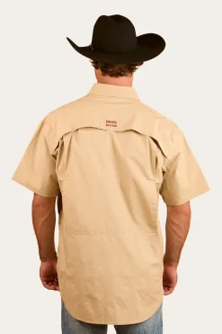 Bulgarra Mens Ripstop Full Button Work Shirt - Camel
