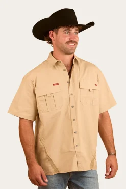 Bulgarra Mens Ripstop Full Button Work Shirt - Camel