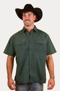 Bulgarra Mens Ripstop Full Button Work Shirt - Forest Green
