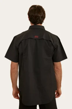 Bulgarra Mens Ripstop Full Button Work Shirt - Black