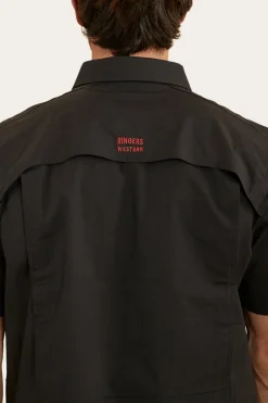 Bulgarra Mens Ripstop Full Button Work Shirt - Black