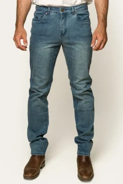 Burke Mens Tapered Slim Leg Jeans - Light Blue