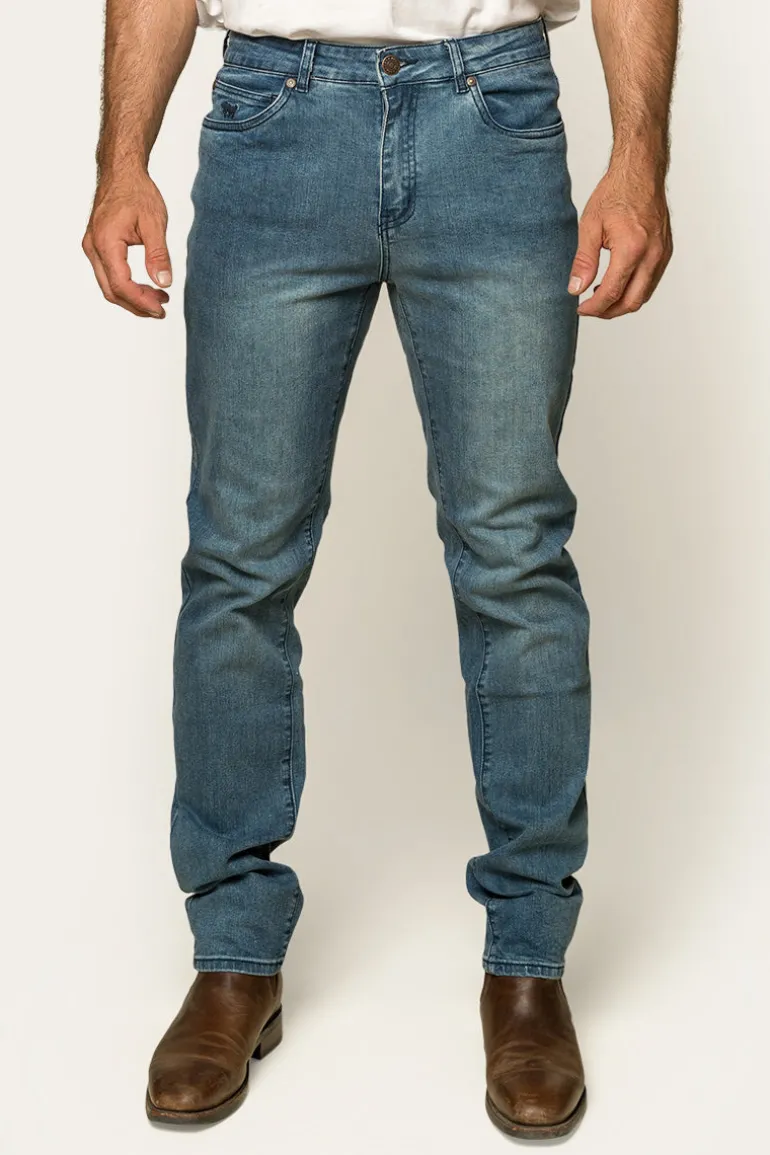 Burke Mens Tapered Slim Leg Jeans - Light Blue