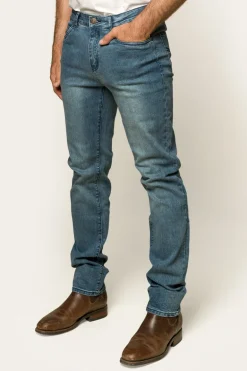 Burke Mens Tapered Slim Leg Jeans - Light Blue