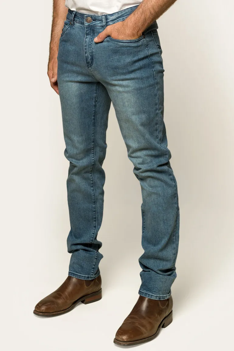 Burke Mens Tapered Slim Leg Jeans - Light Blue