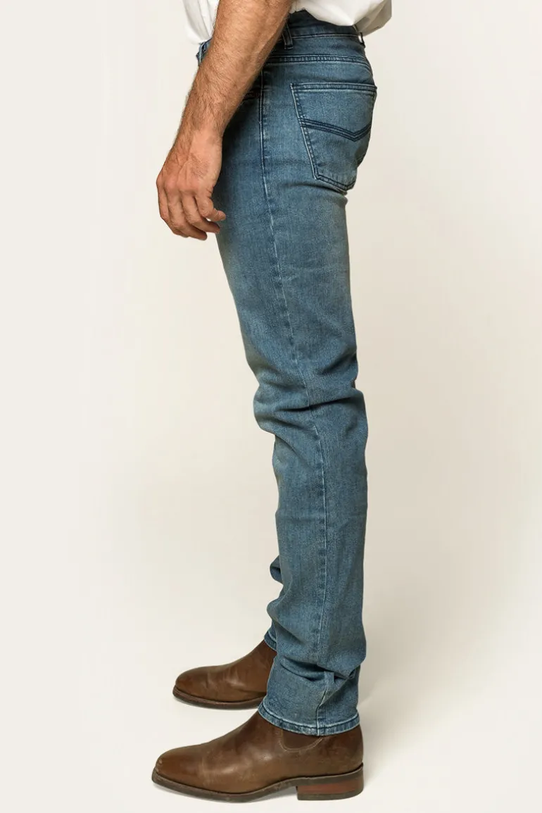 Burke Mens Tapered Slim Leg Jeans - Light Blue