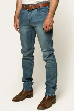 Burke Mens Tapered Slim Leg Jeans - Light Blue