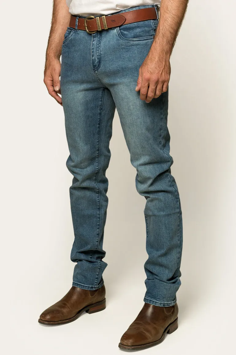 Burke Mens Tapered Slim Leg Jeans - Light Blue