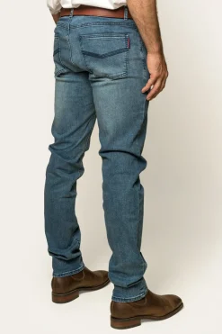 Burke Mens Tapered Slim Leg Jeans - Light Blue