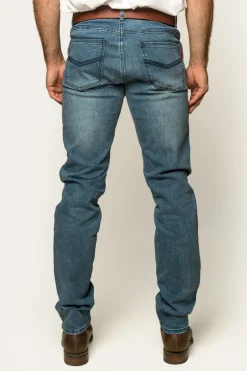 Burke Mens Tapered Slim Leg Jeans - Light Blue