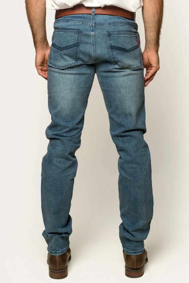 Burke Mens Tapered Slim Leg Jeans - Light Blue