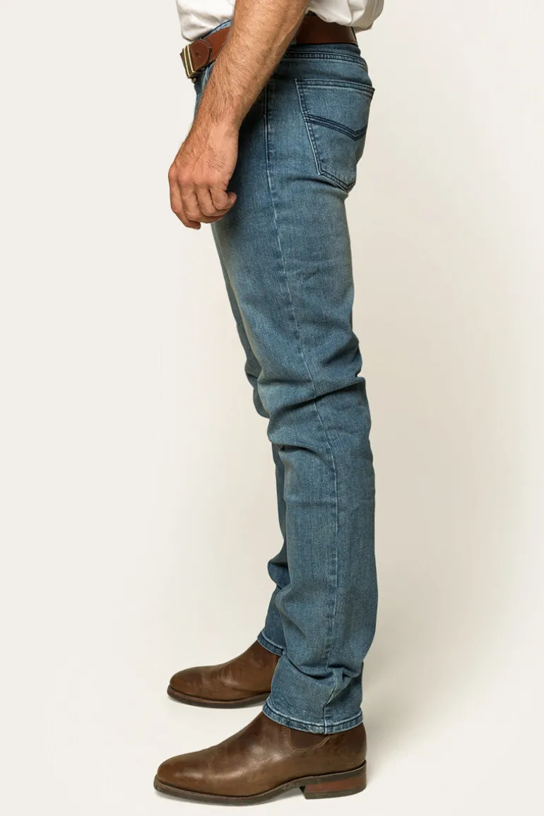 Burke Mens Tapered Slim Leg Jeans - Light Blue