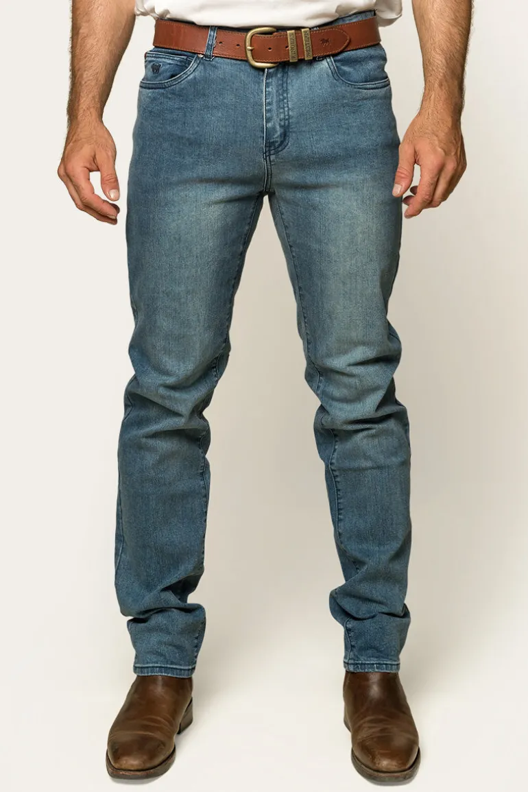 Burke Mens Tapered Slim Leg Jeans - Light Blue
