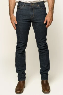 Burke Mens Tapered Slim Leg Jeans - Dark Blue