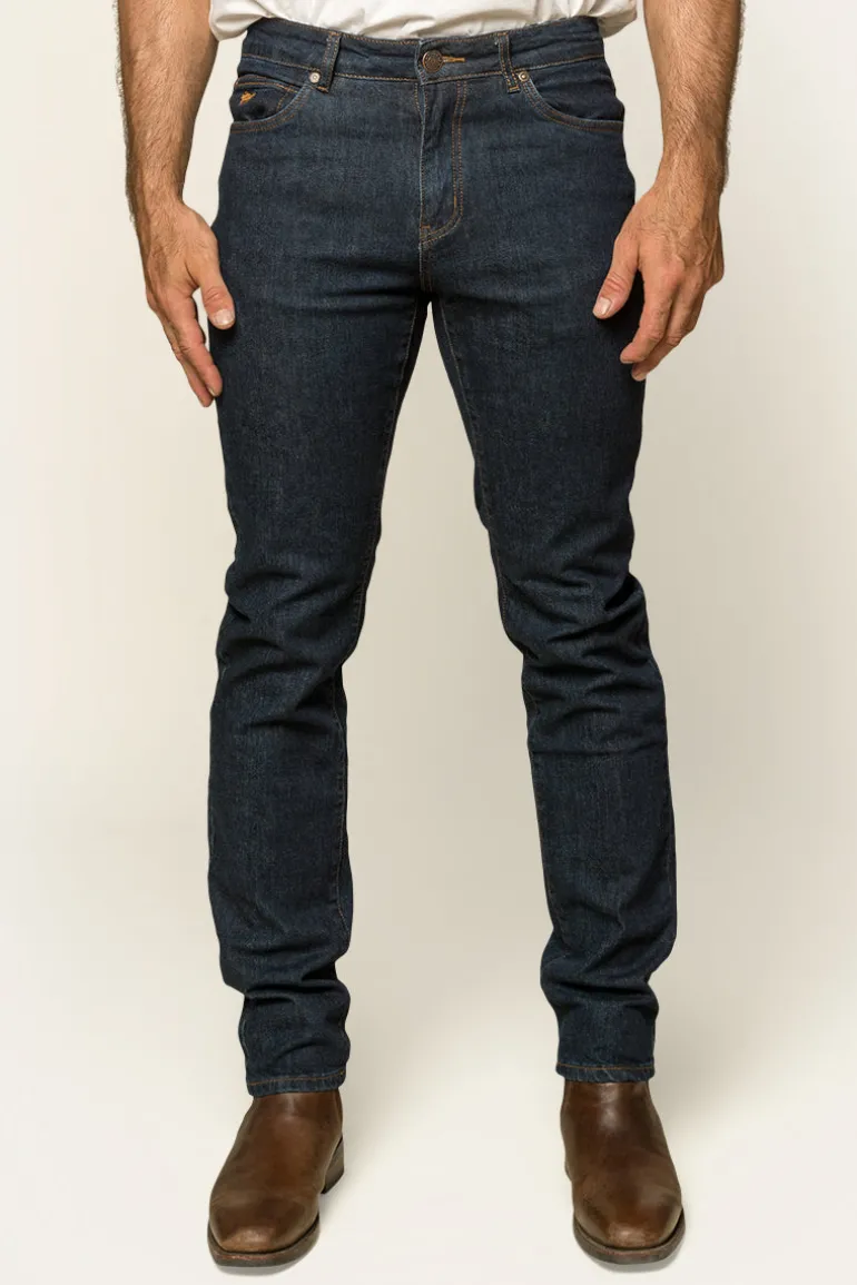 Burke Mens Tapered Slim Leg Jeans - Dark Blue