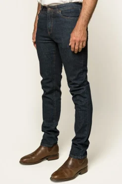 Burke Mens Tapered Slim Leg Jeans - Dark Blue